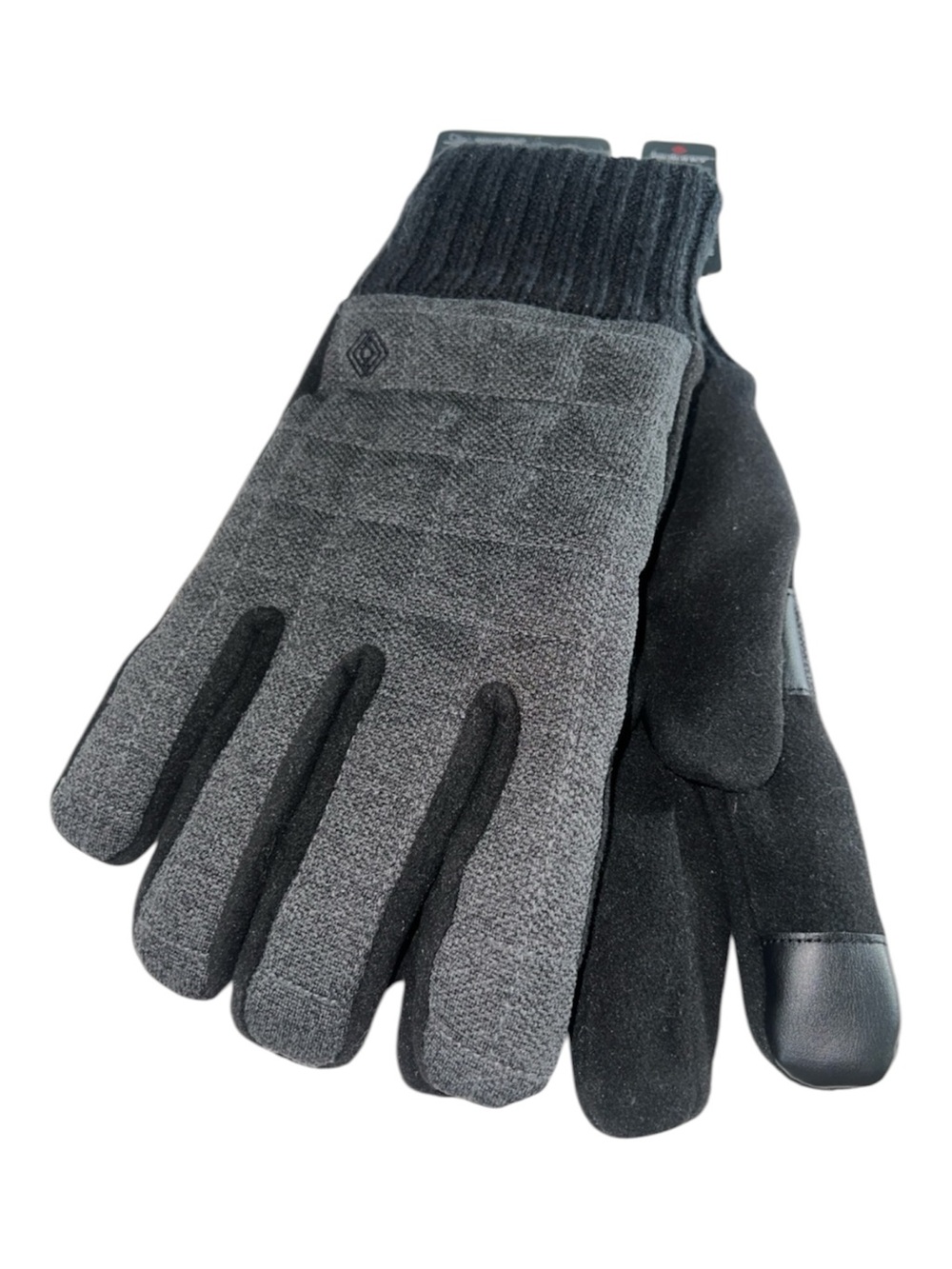 Isotoner Men's Gray Gloves with Black Cuffs - Touchscreen Compatible NWT Size Lg